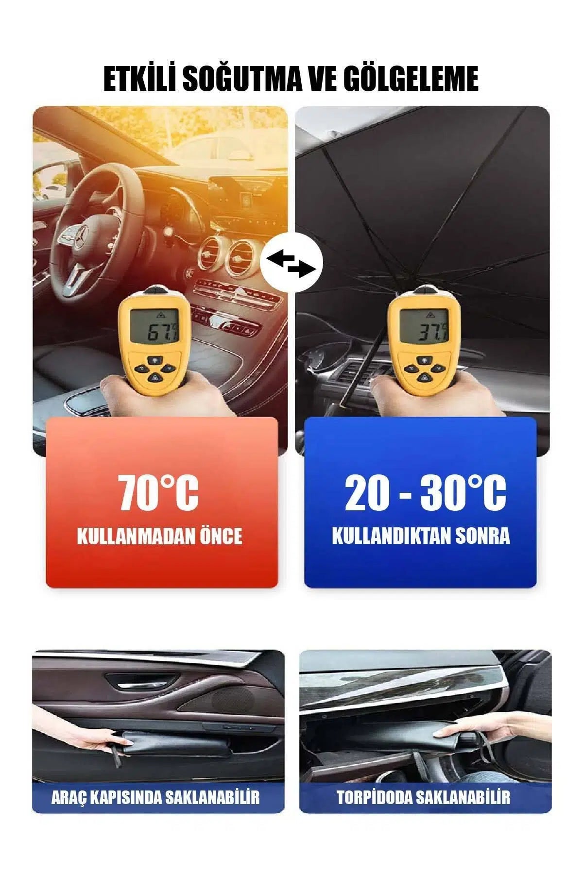 Katlanabilir Oto Ön Cam Güneşlik Şemsiye Araba İçin UV Koruyucu Isı Engelleyici Güneşlik