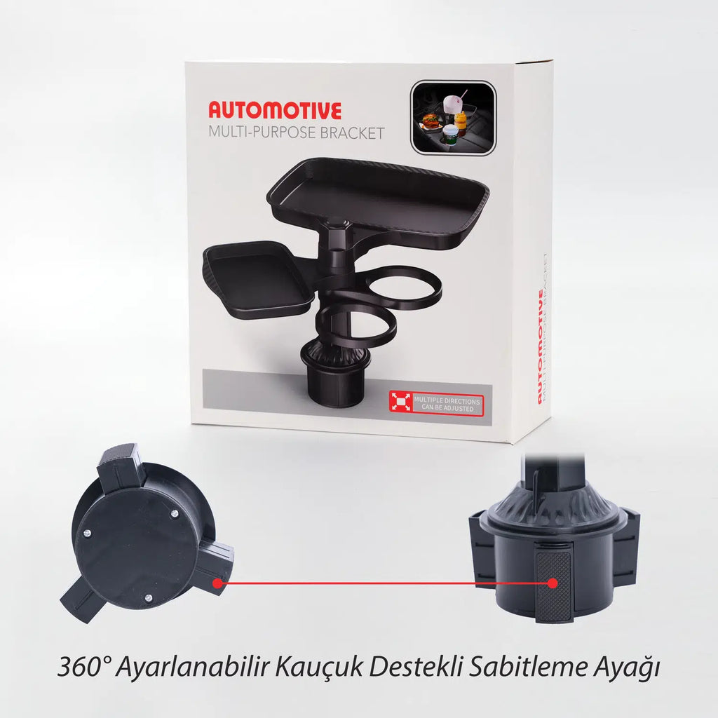 4’ü 1 Arada Döner Araba Bardak Tutucu – 360° Ayarlanabilir Çok Amaçlı Bardaklık & Organizer