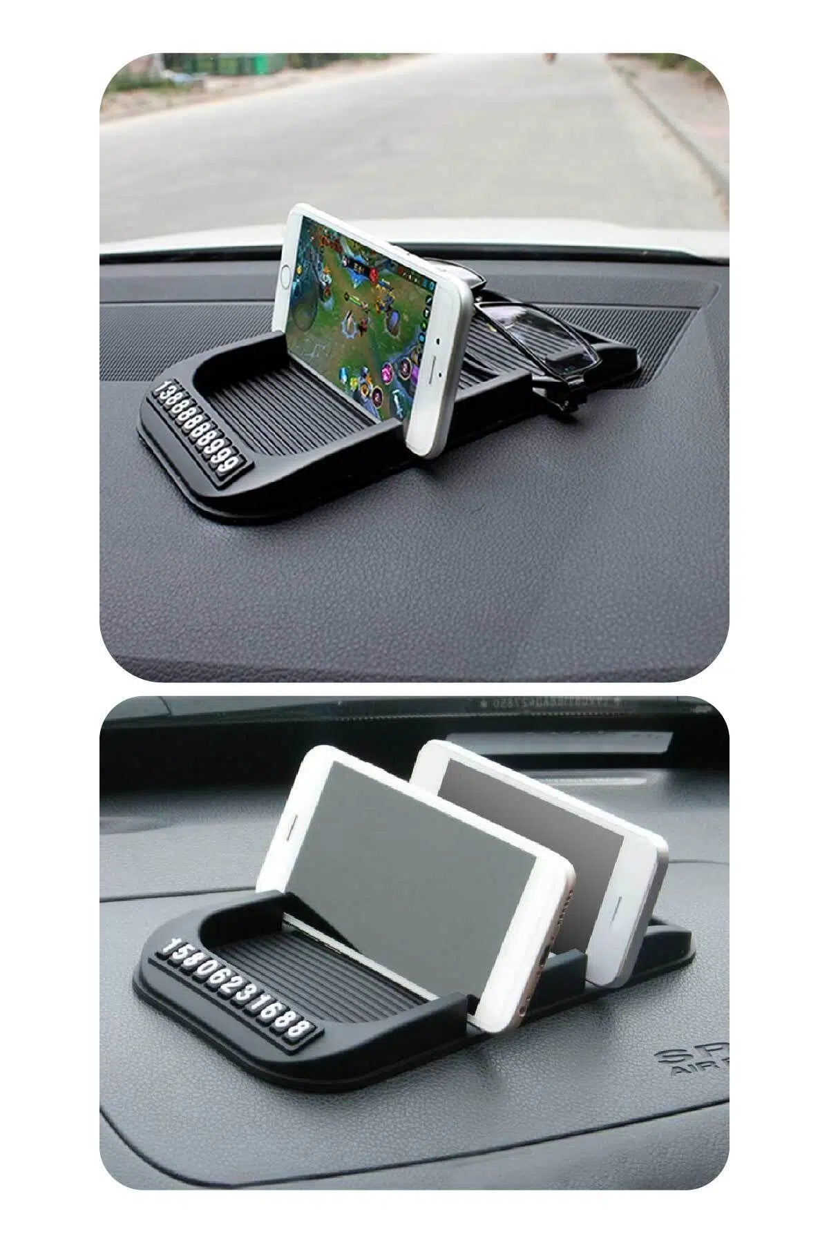 Kaymaz Araç İçi Telefon Tutucu Ped – Gizli Numara Plakalı Dashboard Stand