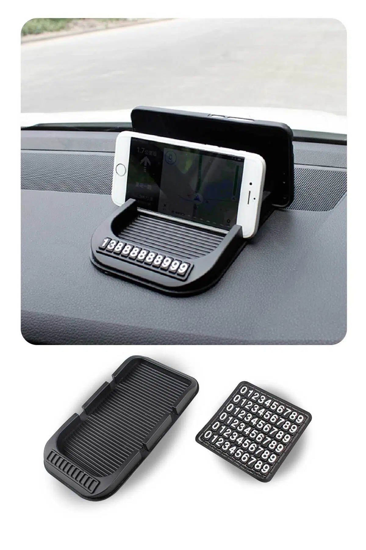 Kaymaz Araç İçi Telefon Tutucu Ped – Gizli Numara Plakalı Dashboard Stand
