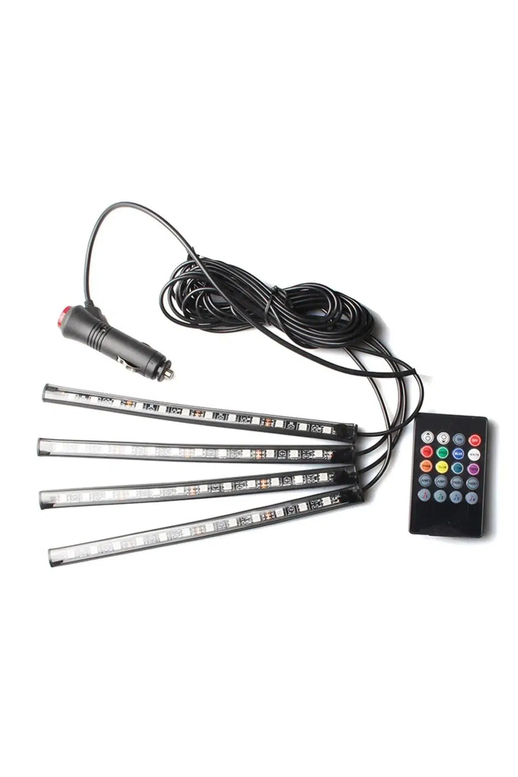 12 LED Ayak Altı RGB Aydınlatma Seti – Sese ve Müziğe Duyarlı Kumandalı Oto İç Ambiyans Işık