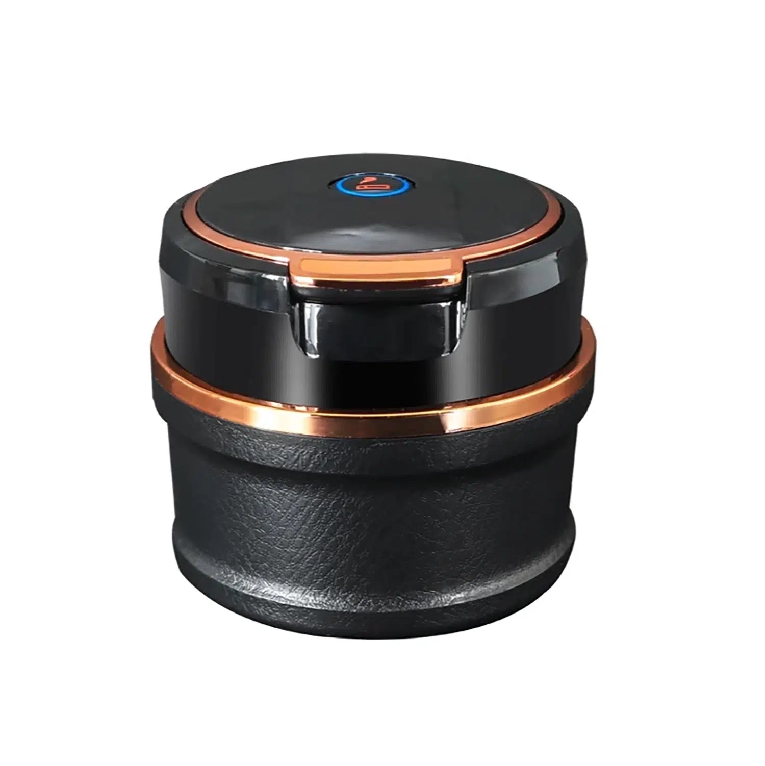 Universal LED Işıklı Yanmaz Porselen Oto Küllük – Kapaklı Dumansız Araba Küllüğü Siyah Gold