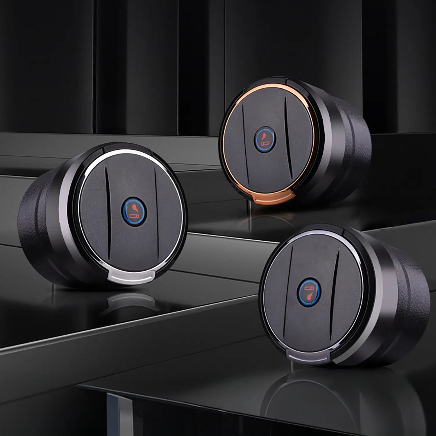 Universal LED Işıklı Yanmaz Porselen Oto Küllük – Kapaklı Dumansız Araba Küllüğü Siyah Gold