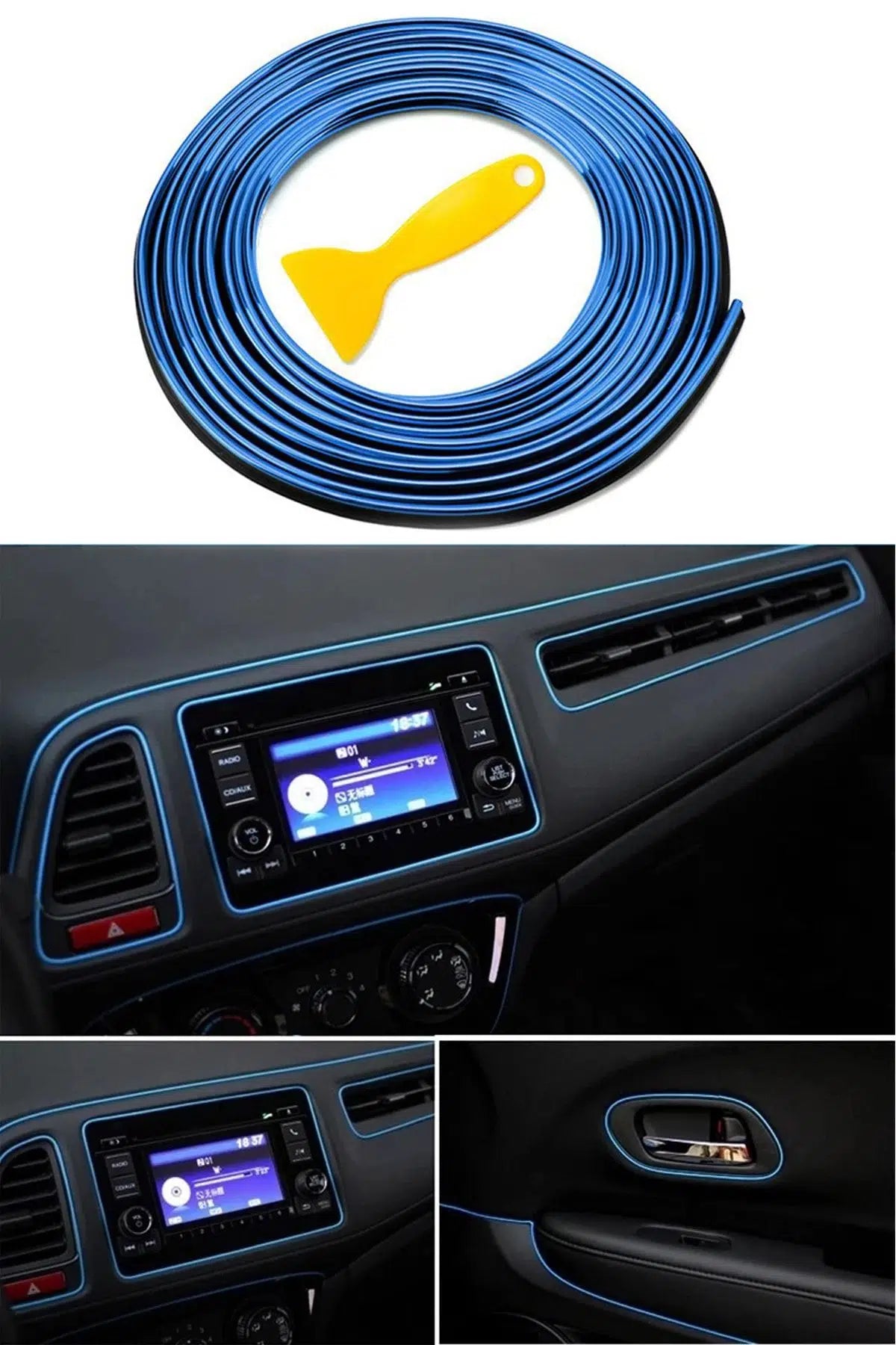 Oto İç Dekoratif Şerit Çıta 5 Metre  Yapıştırıcısız Geçmeli Esnek Trim Şeridi