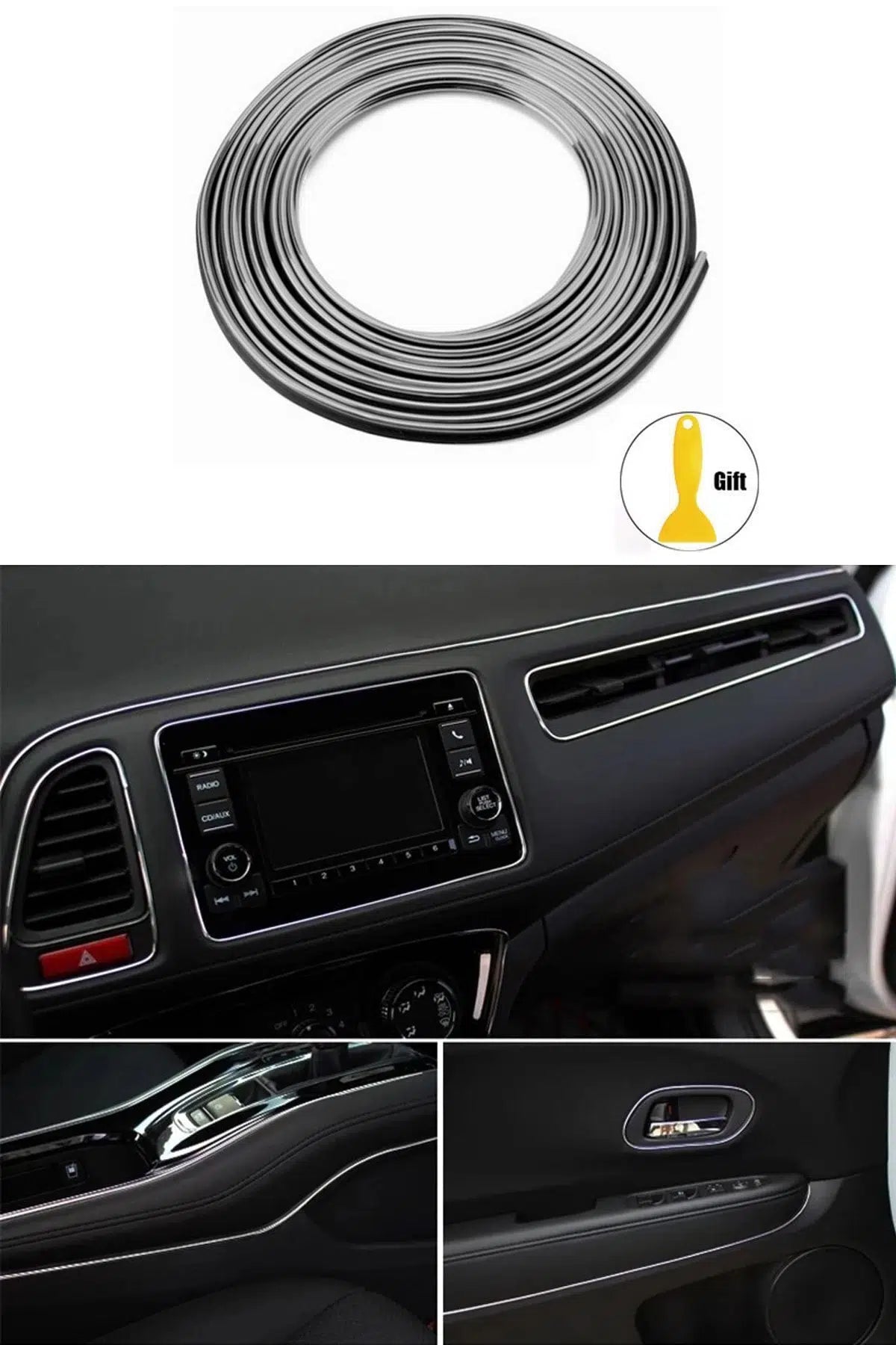 Oto İç Dekoratif Şerit Çıta 5 Metre  Yapıştırıcısız Geçmeli Esnek Trim Şeridi