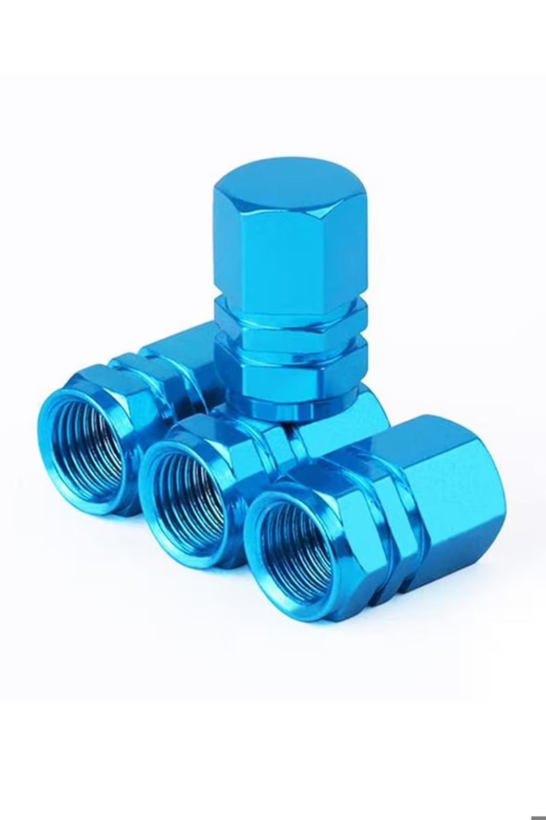 Oto Sibop Kapağı Metal Görünümlü Altıgen 4’lü Set – Koyu Mavi Araba Lastik Kapakları