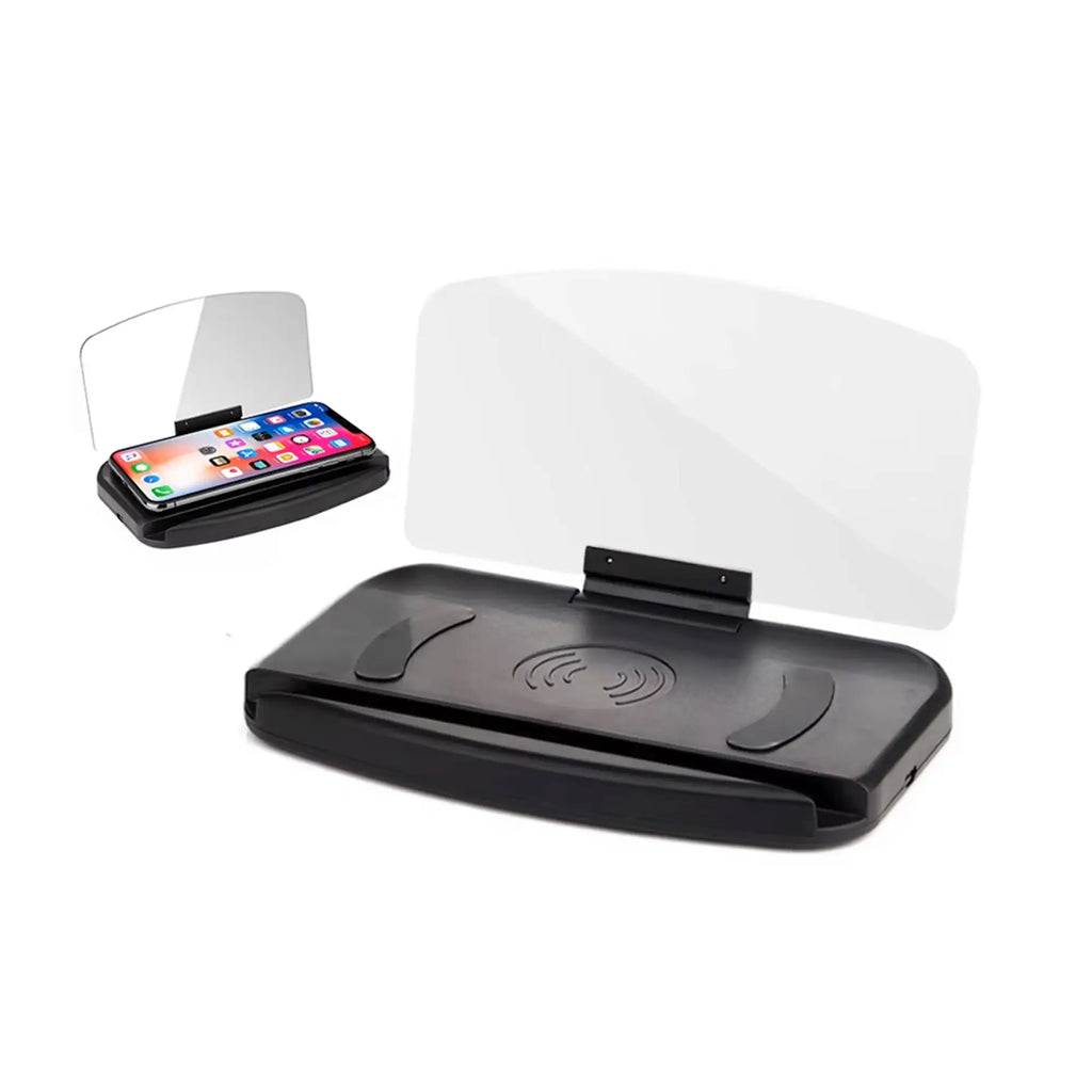 FR-425 Qi Kablosuz Şarjlı HUD Telefon Tutucu – Navigasyon Araç Ekranı Yansıtmalı Stand