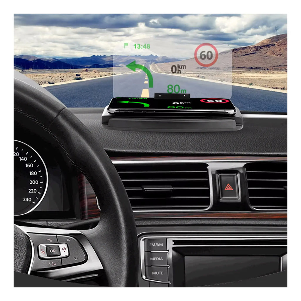 FR-425 Qi Kablosuz Şarjlı HUD Telefon Tutucu – Navigasyon Araç Ekranı Yansıtmalı Stand