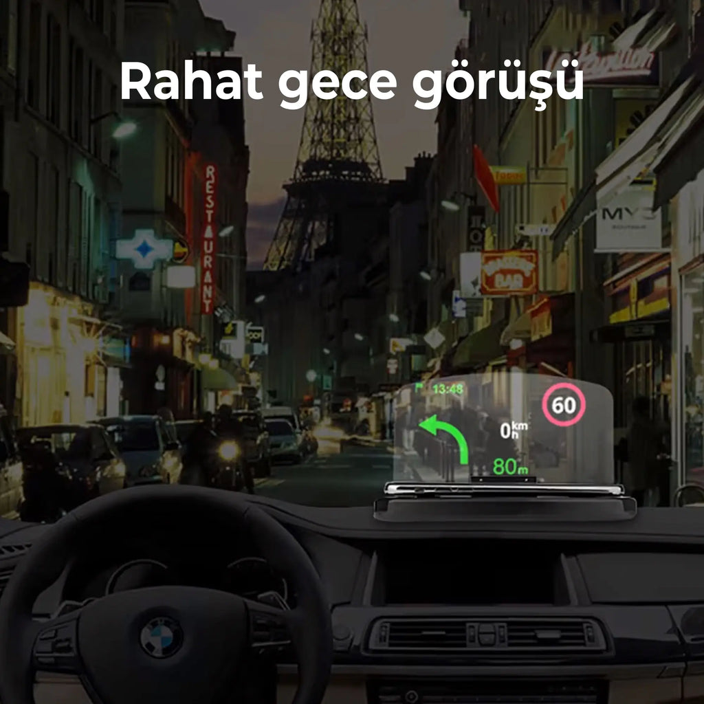 FR-425 Qi Kablosuz Şarjlı HUD Telefon Tutucu – Navigasyon Araç Ekranı Yansıtmalı Stand