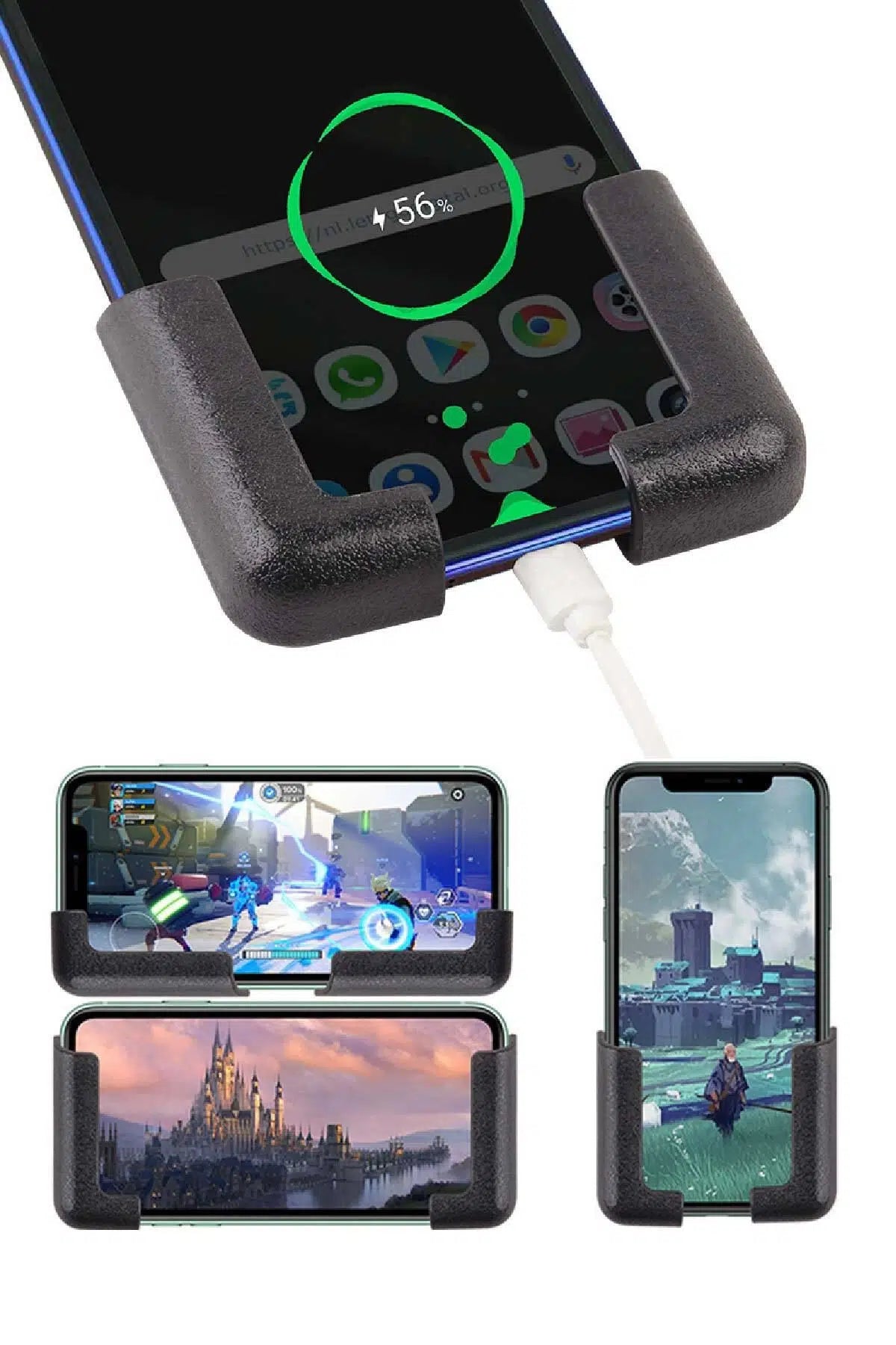 Araç İçi Çok Amaçlı Telefon Tutucu Yapışkanlı Torpido ve Duvar Uyumlu Şarj Destekli